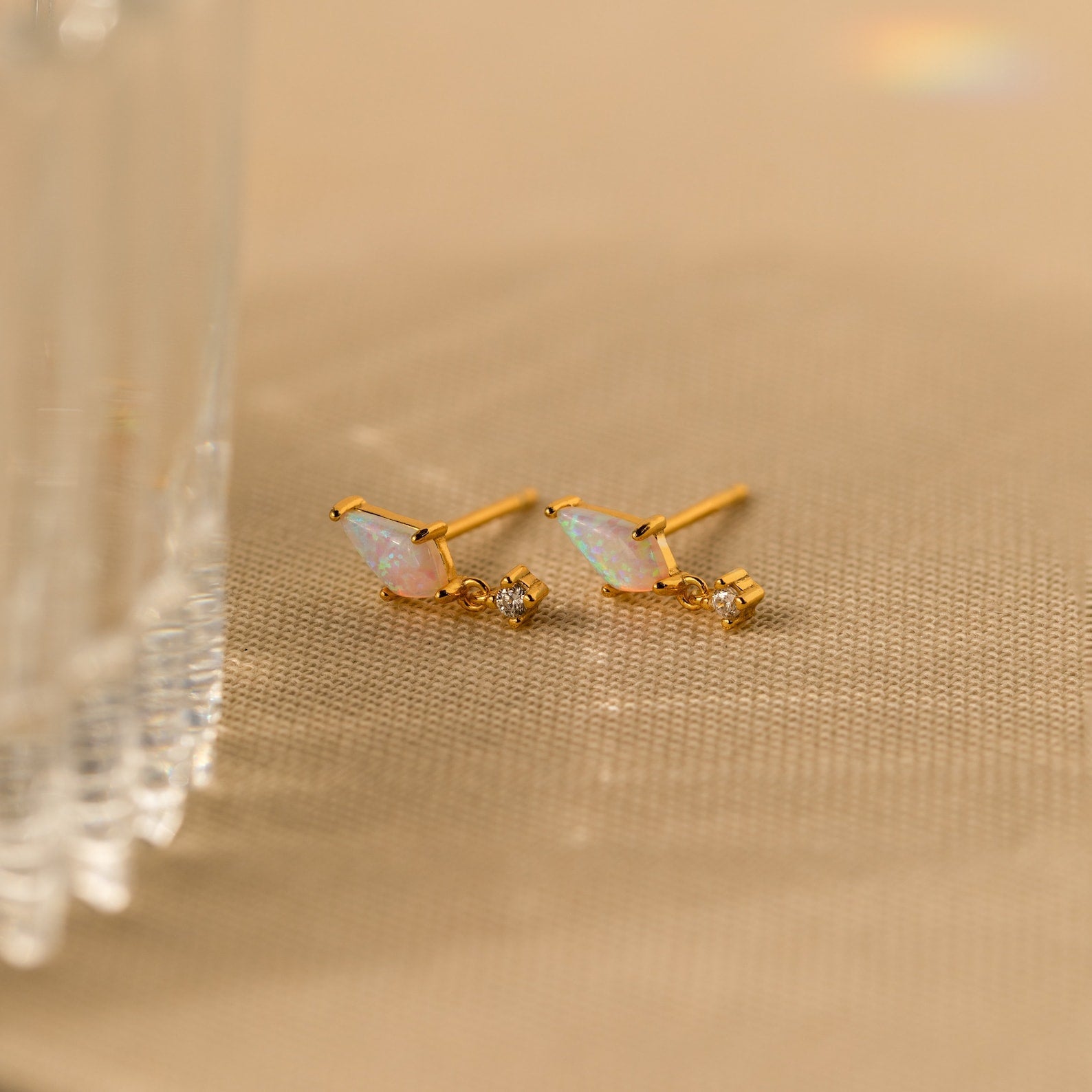 Opal Kite Drop Earrings 18K Gold